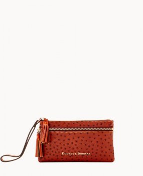 Dooney Ostrich Double Zip Wristlet Cognac ID-HHwSKfwL