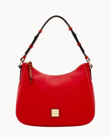 Dooney Pebble Grain Kiley Hobo Red ID-I5KFJniR - Click Image to Close