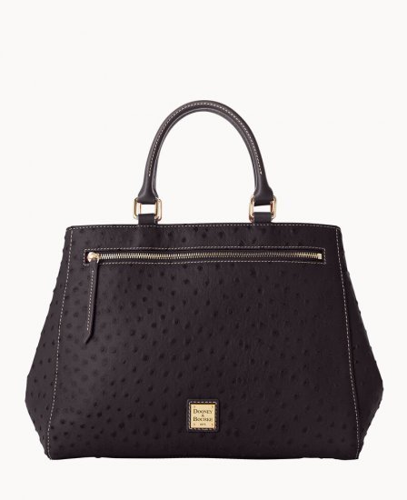 Dooney Ostrich Zip Satchel Black Black ID-gtwkt7FQ - Click Image to Close