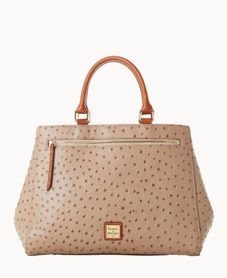 Dooney Ostrich Zip Satchel Light Taupe ID-yWpZvhzE - Click Image to Close