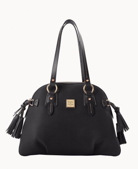 Dooney Pebble Grain Domed Satchel Black Black ID-y8PaWGS9 - Click Image to Close