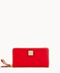 Dooney Pebble Grain Large Zip Around Wristlet Red ID-JavOPGUj