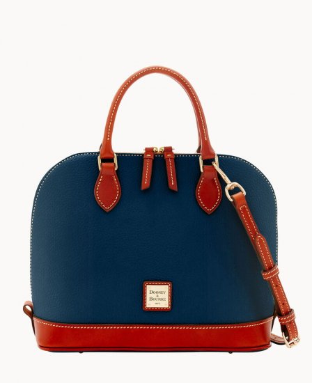 Dooney Pebble Grain Zip Zip Satchel Midnight Blue ID-pmorwnd7 - Click Image to Close