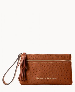 Dooney Ostrich Double Zip Wristlet Caramel ID-NBFmEhxQ