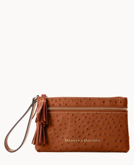 Dooney Ostrich Double Zip Wristlet Caramel ID-NBFmEhxQ - Click Image to Close