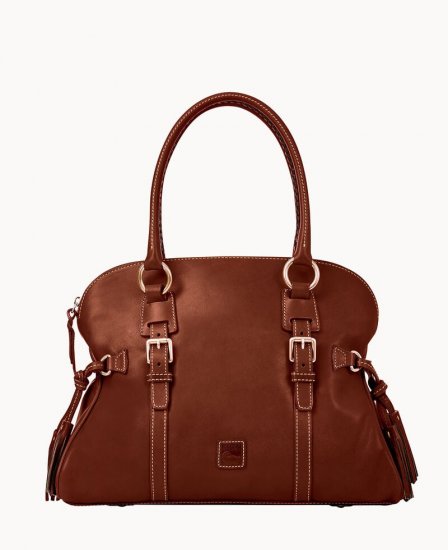 Dooney Florentine Domed Buckle Satchel Chestnut ID-MwZ9XW9D - Click Image to Close