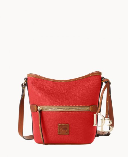 Dooney Pebble Grain Small Zip Sac Red ID-q7LET73I - Click Image to Close