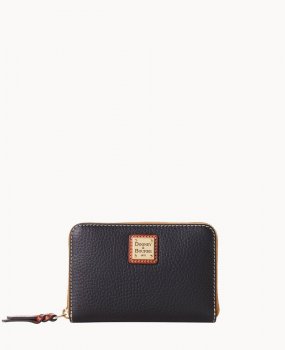 Dooney Pebble Grain Medium Zip Around Wallet Black ID-r9rkhLTT