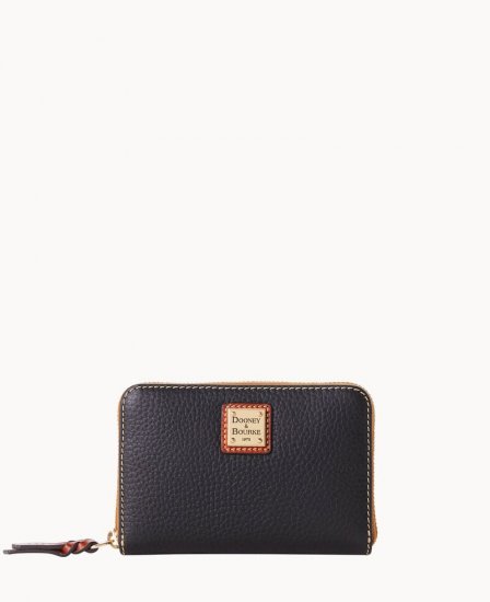 Dooney Pebble Grain Medium Zip Around Wallet Black ID-r9rkhLTT - Click Image to Close