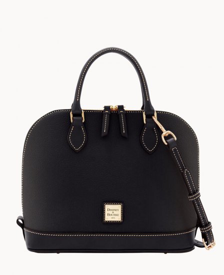 Dooney Pebble Grain Zip Zip Satchel Black Black ID-qKgGcNzW - Click Image to Close