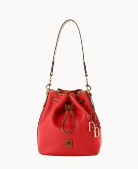 Dooney Pebble Grain Drawstring Red ID-VOrgyZ1M