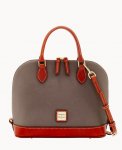 Dooney Pebble Grain Zip Zip Satchel Taupe ID-HienE7X4