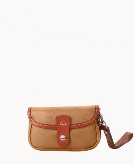 Dooney Oncour Twist Flap Wristlet Camel ID-B8CO3BW5 - Click Image to Close