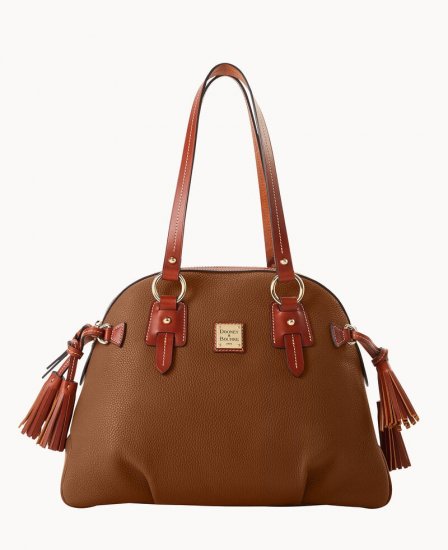 Dooney Pebble Grain Domed Satchel Bark ID-lKrto1ZX - Click Image to Close