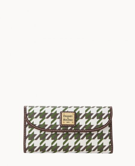 Dooney Houndstooth Continental Clutch Green ID-x350f3rs - Click Image to Close