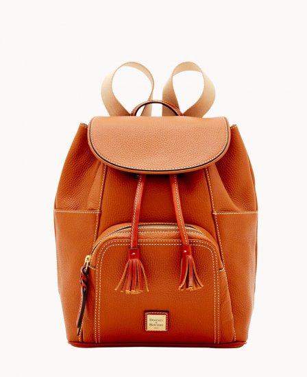 Dooney Pebble Grain Large Murphy Backpack Caramel ID-NZAXkZt3 - Click Image to Close