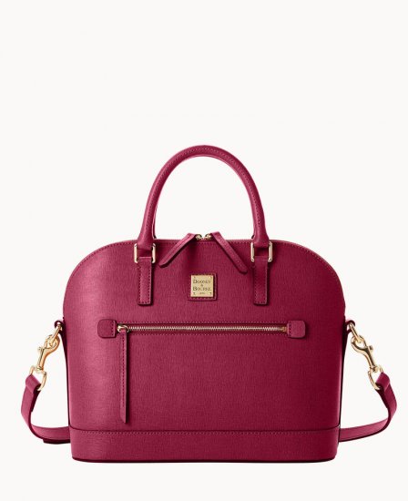 Dooney Saffiano Domed Zip Satchel Cranberry ID-OakS7ZRt - Click Image to Close