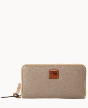 Dooney Pebble Grain Large Zip Around Wristlet Taupe ID-LDT25wRR