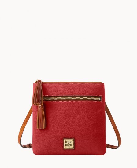 Dooney Pebble Grain Double Zip Tassel Crossbody Red ID-hc4YcQBl - Click Image to Close