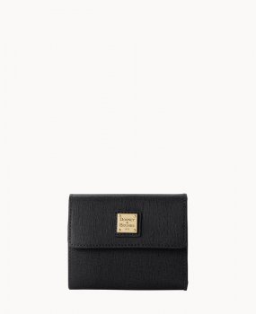 Dooney Saffiano Small Flap Credit Card Wallet Black ID-DlUdp1KQ