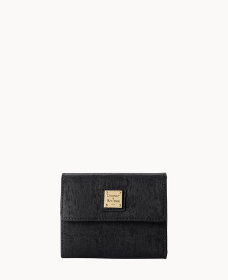 Dooney Saffiano Small Flap Credit Card Wallet Black ID-DlUdp1KQ - Click Image to Close