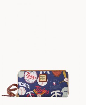 Dooney MLB Twins Large Zip Around Wristlet Twins ID-QAtURgm7