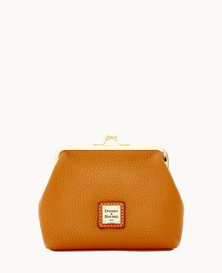 Dooney Pebble Grain Large Framed Purse Caramel ID-3t2teAxA - Click Image to Close