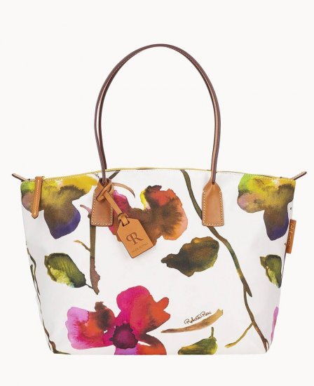 Dooney Roberta Pieri Flower Classic Large Robertina Tote White ID-4eTD66ad - Click Image to Close