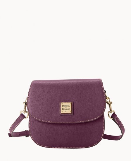 Dooney Saffiano Saddle Bag Plum Wine ID-RVzSwbQI - Click Image to Close