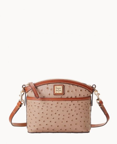 Dooney Ostrich Domed Crossbody Light Taupe ID-Iy1iEU7J - Click Image to Close