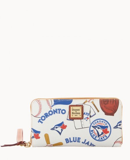 Dooney MLB Blue Jays Large Zip Around Wristlet BLUE JAYS ID-uqecdHYB - Click Image to Close