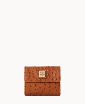 Dooney Ostrich Small Flap Credit Card Wallet Caramel ID-uG6U9dIt