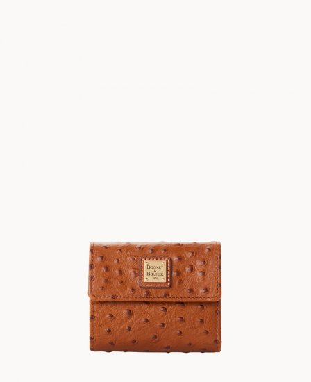 Dooney Ostrich Small Flap Credit Card Wallet Caramel ID-uG6U9dIt - Click Image to Close