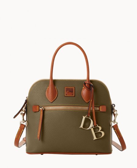 Dooney Pebble Grain Domed Satchel Olive ID-n7FH8E5s - Click Image to Close