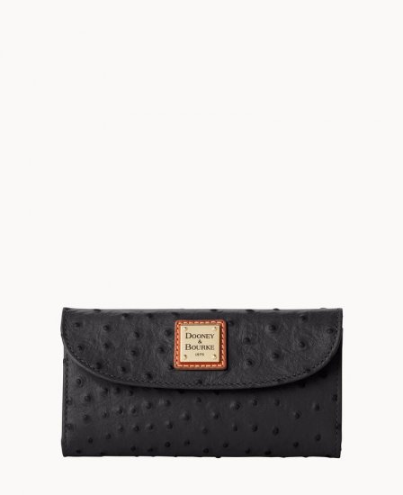 Dooney Ostrich Continental Clutch Black ID-MIljwCqz - Click Image to Close