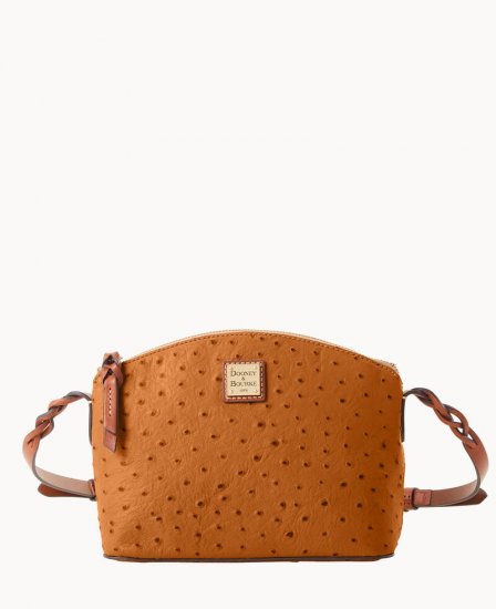 Dooney Ostrich Penny Crossbody Caramel ID-LGl1dw7Q - Click Image to Close