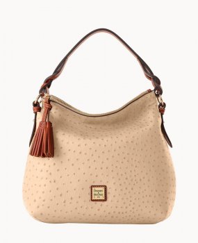 Dooney Ostrich Twist Strap Hobo Sand ID-p5Gcl1bF