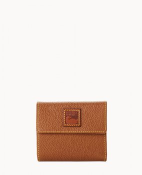 Dooney Pebble Grain Small Flap Credit Card Wallet Caramel ID-Apevdwbs