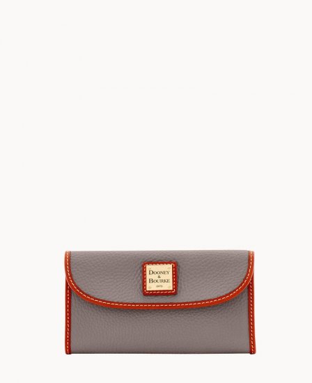 Dooney Pebble Grain Continental Clutch Taupe ID-omHYgJeu - Click Image to Close