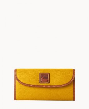 Dooney Pebble Grain Continental Clutch Mustard ID-CoeEgqT8