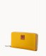 Dooney Pebble Grain Large Zip Around Wristlet Mustard ID-a5UB75AB