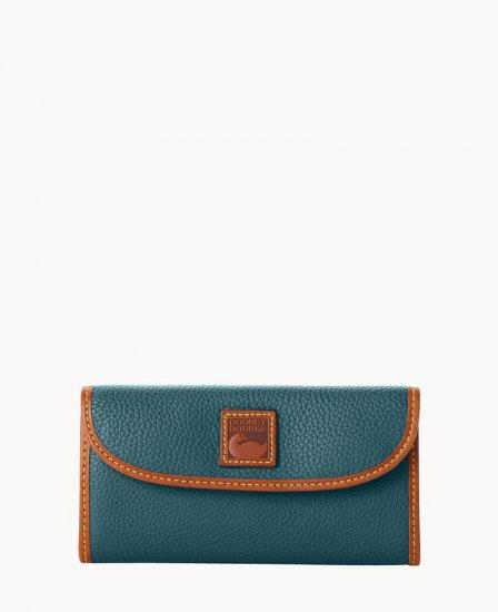 Dooney Pebble Grain Continental Clutch Teal ID-b9NCIErx - Click Image to Close