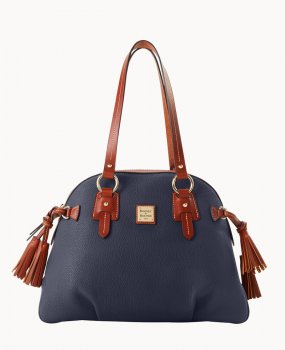 Dooney Pebble Grain Domed Satchel Midnight Blue ID-mtevzDLY