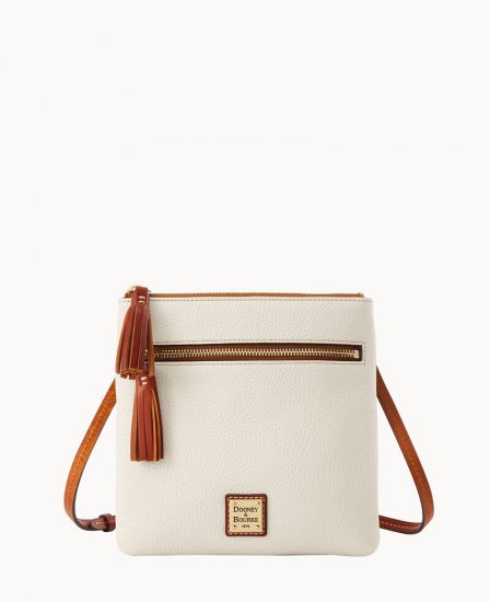 Dooney Pebble Grain Double Zip Tassel Crossbody White ID-dqlSqH8H - Click Image to Close