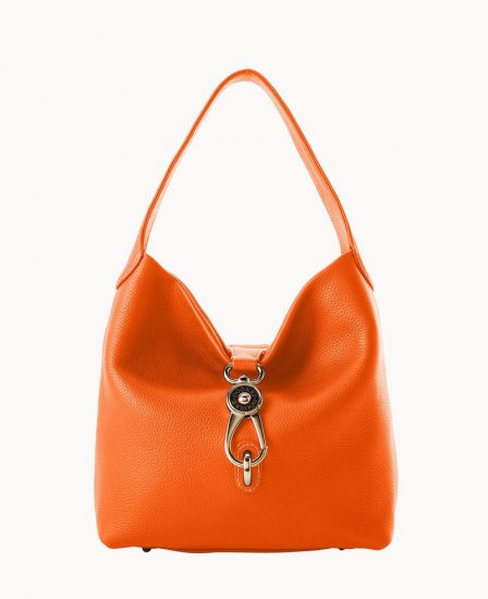 Dooney Pebble Grain Small Logo Lock Sac Clementine ID-f6iYnOfp - Click Image to Close