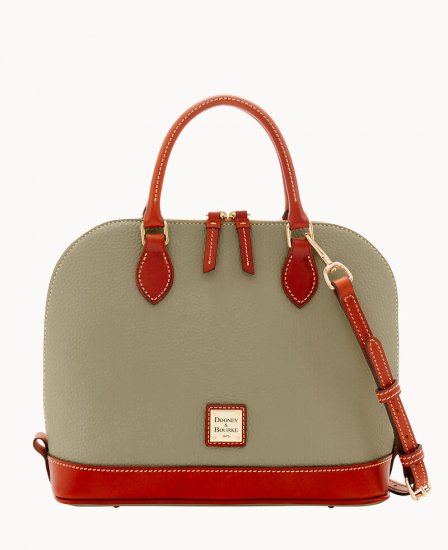 Dooney Pebble Grain Zip Zip Satchel Smoke ID-beovD8jA - Click Image to Close