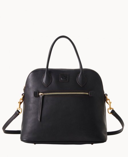 Dooney Florentine Large Domed Satchel Black Black ID-Pg6CN7M6 - Click Image to Close