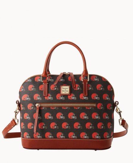 Dooney NFL Browns Domed Zip Satchel Browns ID-ziUF95UI - Click Image to Close