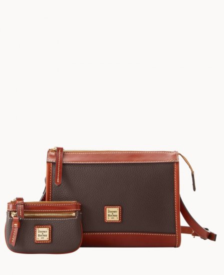 Dooney Pebble Grain Zip Crossbody With Small Coin Case Brown Tmoro ID-C0qZvDew - Click Image to Close