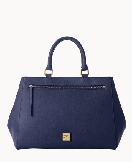 Dooney Saffiano Zip Satchel Marine ID-7yYnZbSW - Click Image to Close